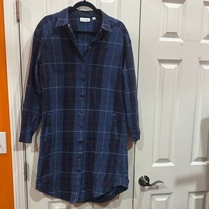 NWOT Lacoste Navy and Red Plaid Shirt Dress size M
